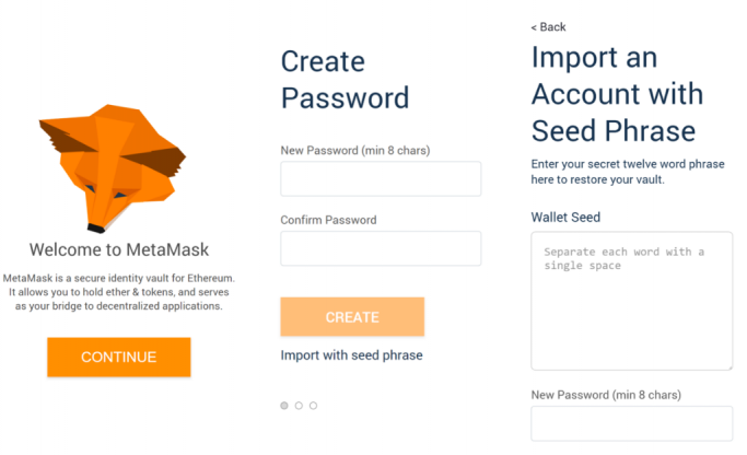 metamask kambria wallet password creation