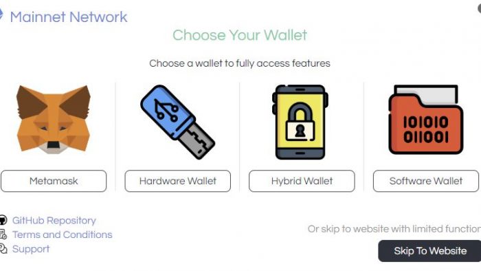 Token portal wallet selection page