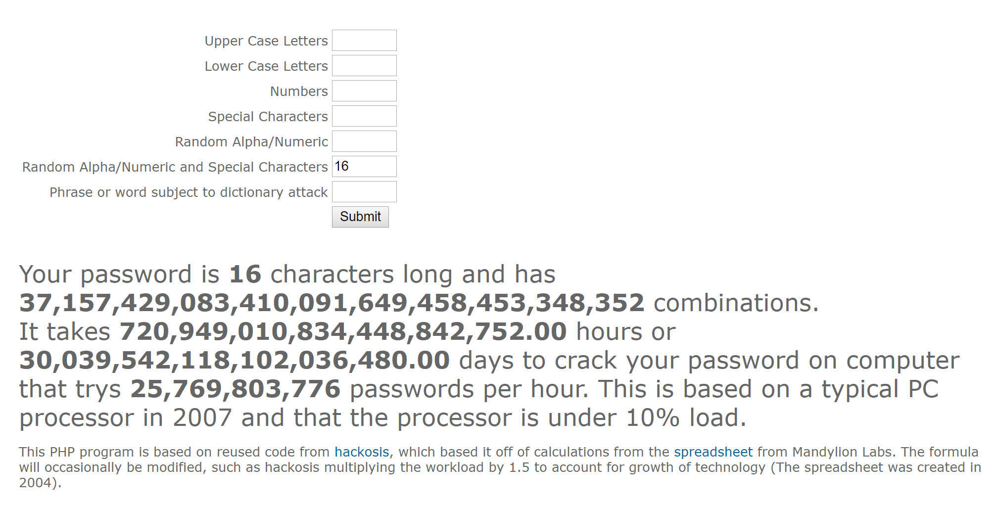 16 character password takes 30 trillion years